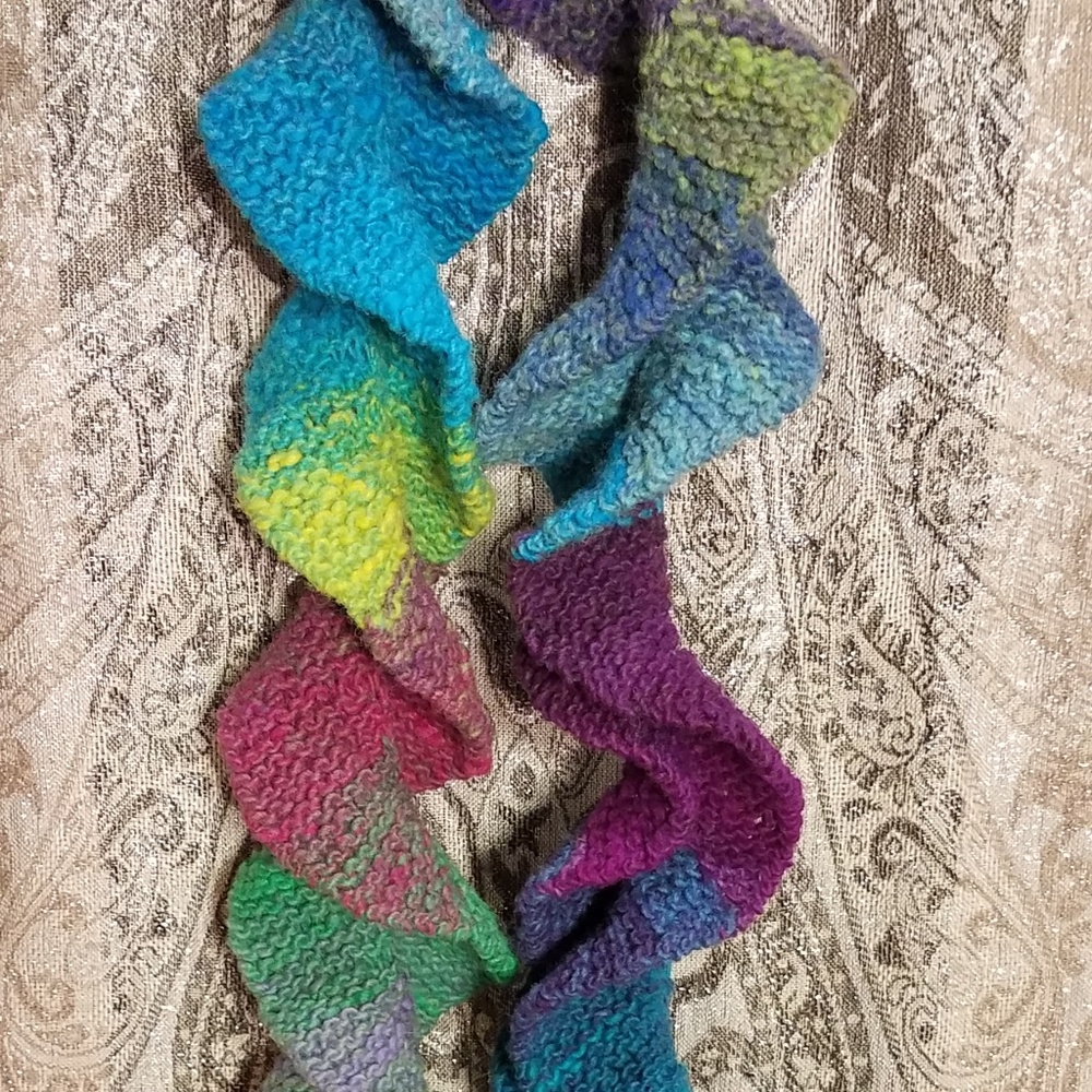 Handmade Long Twisty Rainbow Scarf - Picture 3 of 8